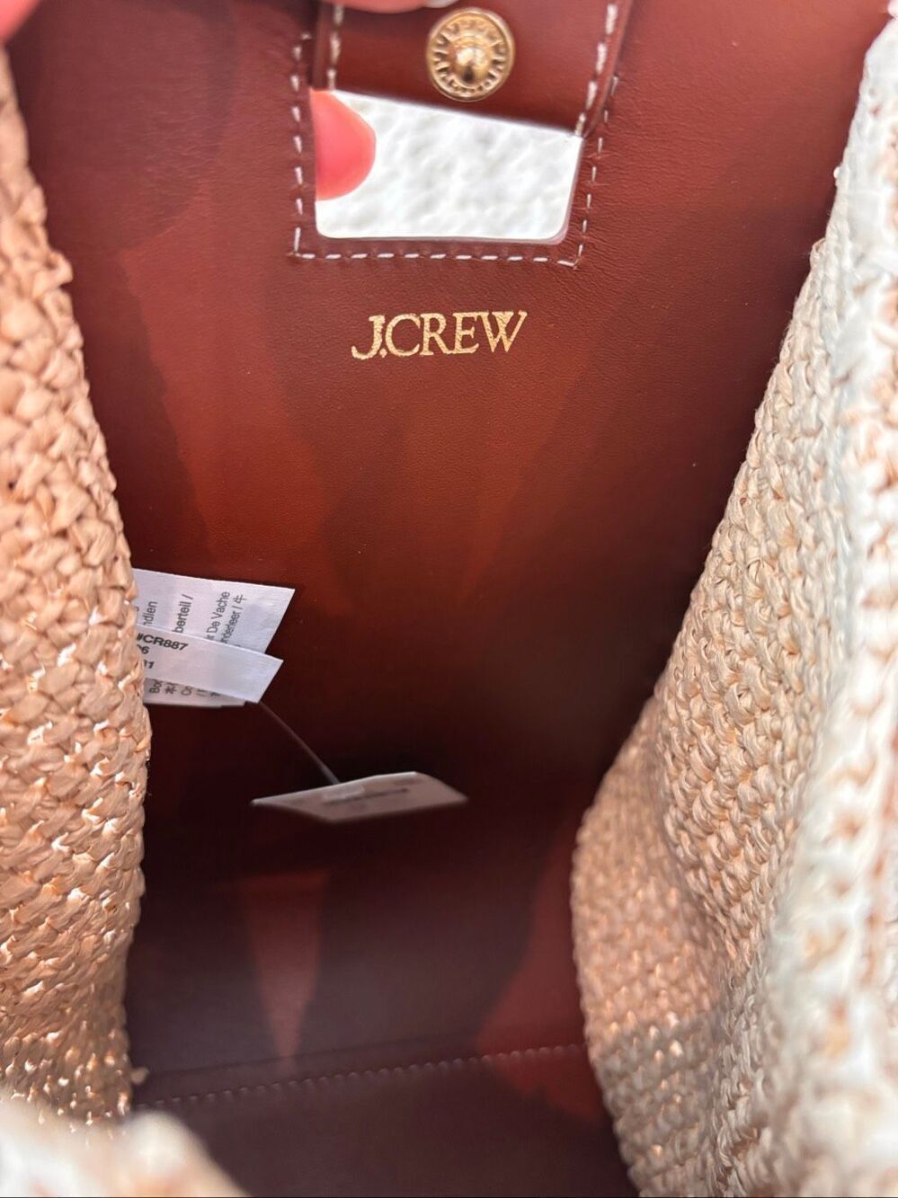 NWT J CREW  Raffia & Leather Bucket | Coastal Quiet Luxury Woven Top-handle bag - Picture 9 of 10